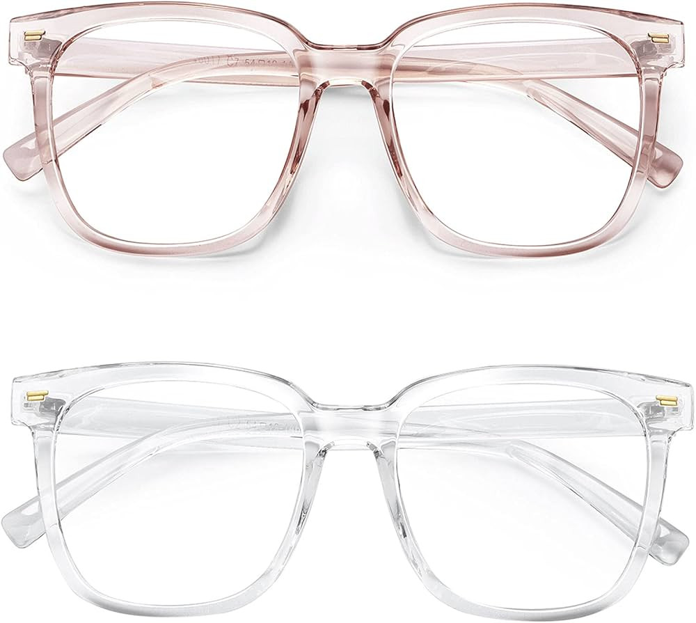 2-Pack Oversized Blue Light Blocker Glasses for Women Square Computer Eyeglasses Reduce Eye Strai... | Amazon (US)