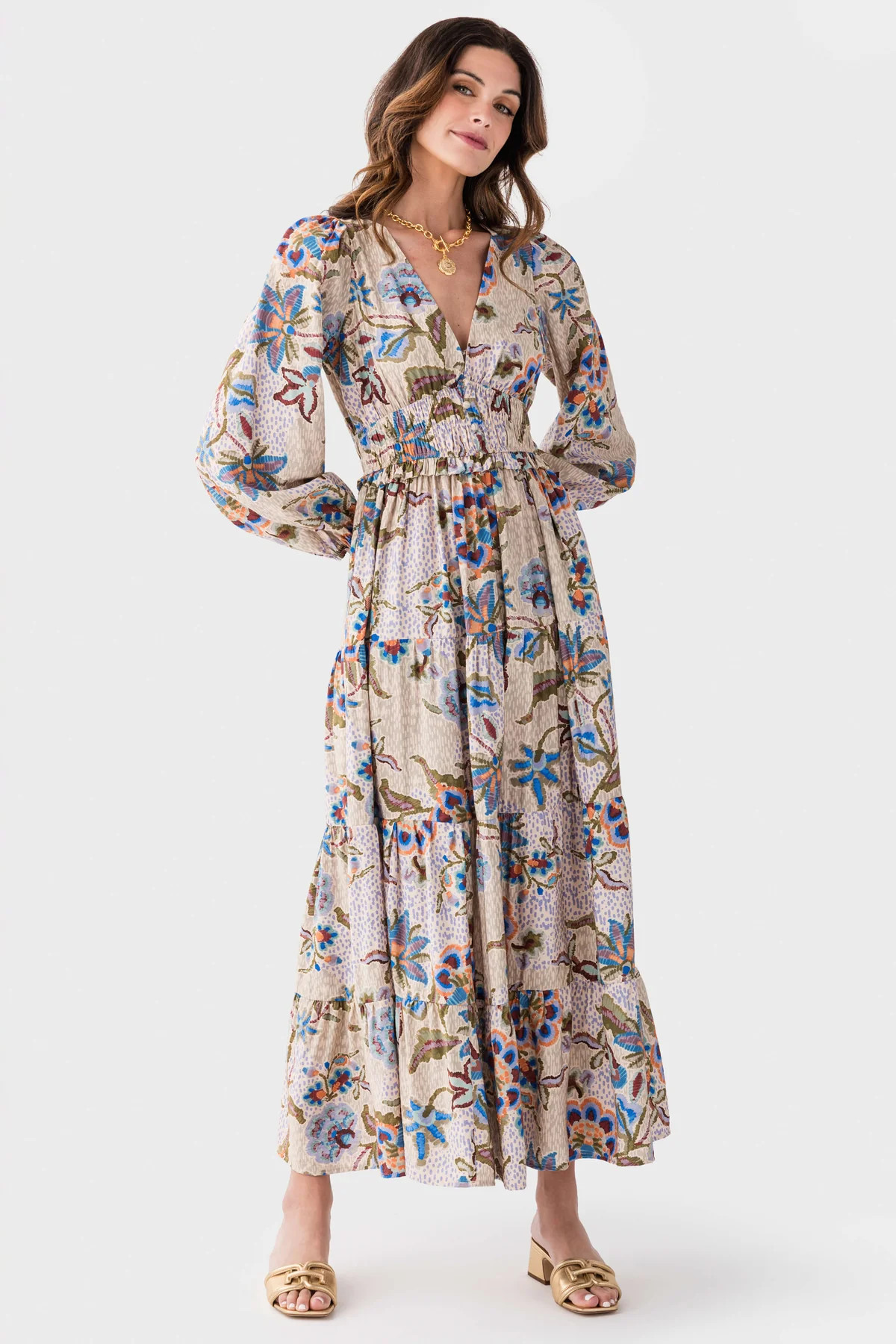 Dress Forum Barbie On The Dot Plunging Tiered Maxi Dress | Social Threads