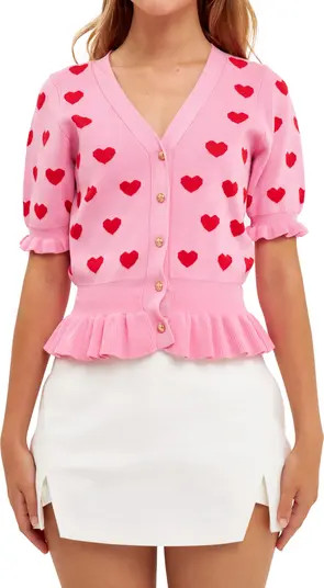 Puff Sleeve Heart Cardigan | Nordstrom