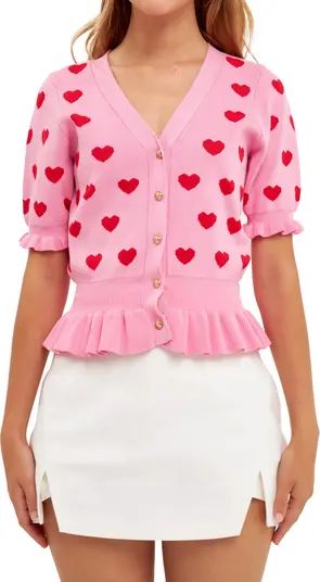 Puff Sleeve Heart Cardigan | Nordstrom