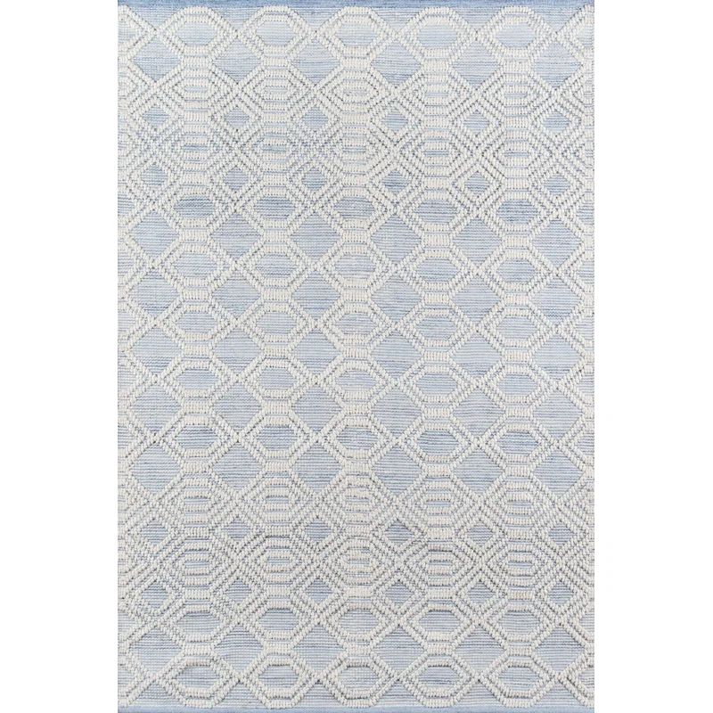 Alterizio Geometric Handmade Flatweave Light Blue/White Area Rug | Wayfair North America