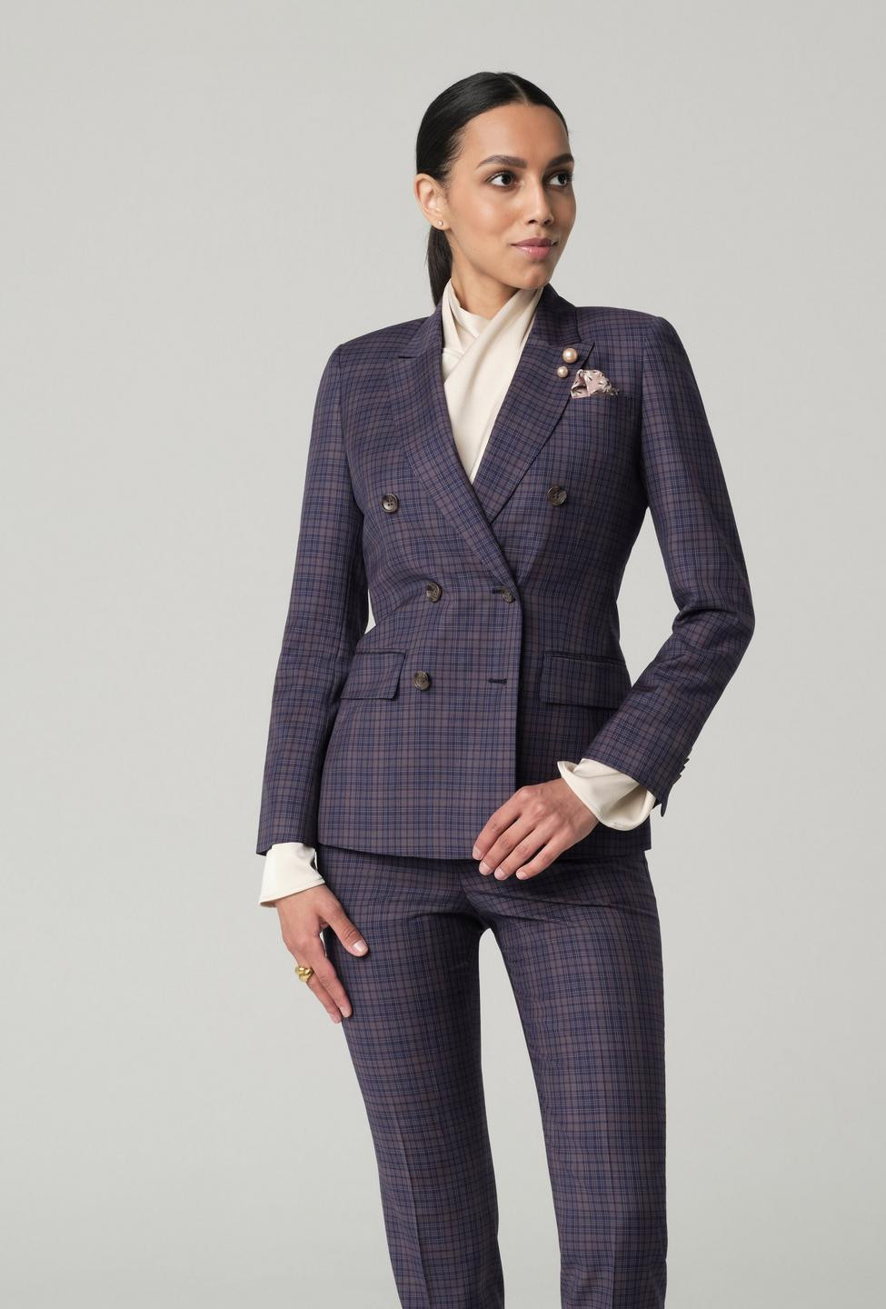 Women's Custom Blazers - Paxton Glen Check Light Brown Blazer Women | INDOCHINO | Indochino