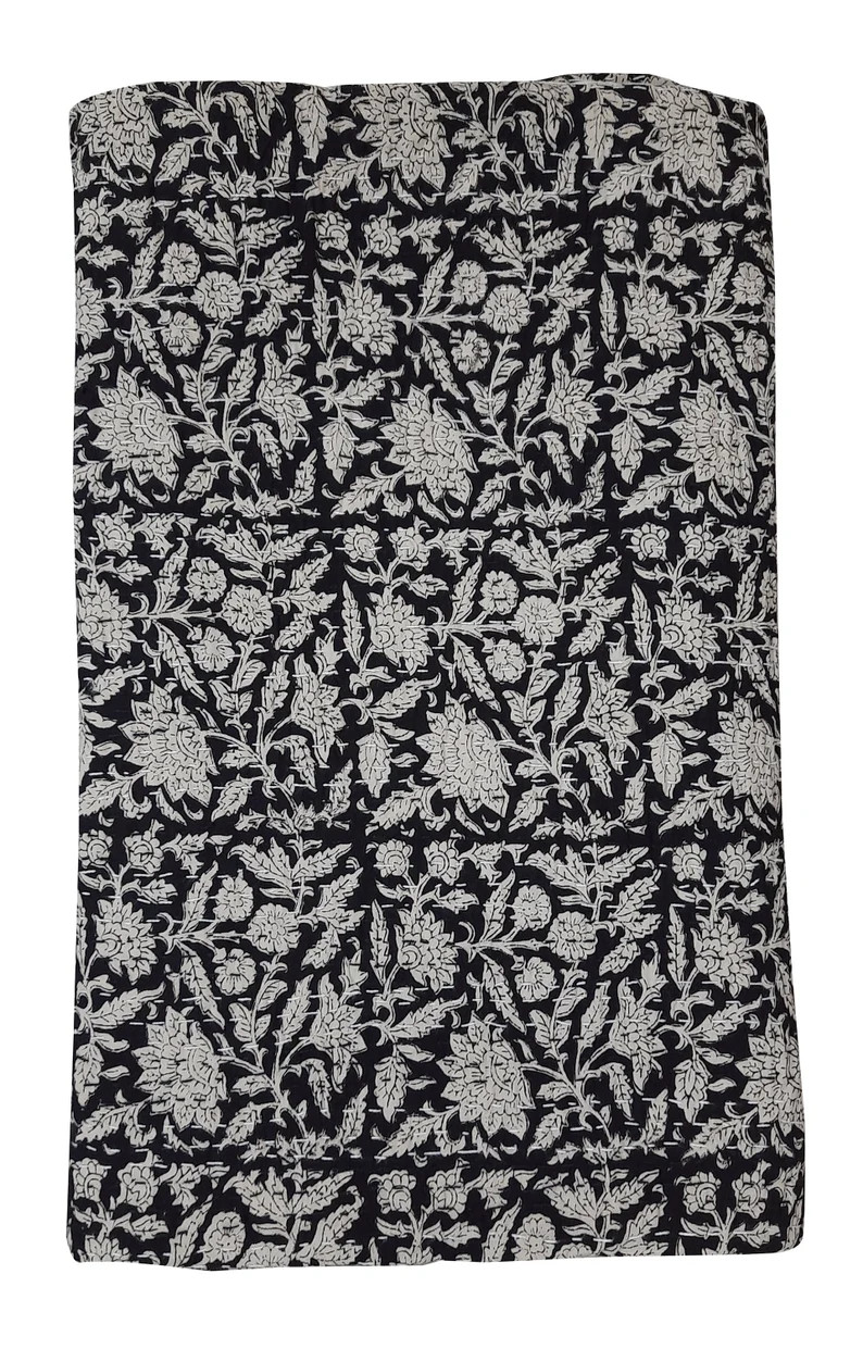 Black Kantha Hand Block Print Cotton Kantha Quilt  Indian | Etsy | Etsy (US)