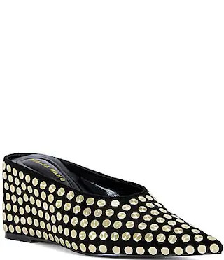 Azalea Wang Neiza Studded Pointed Toe Wedge Mules - 8.5 | Dillard's
