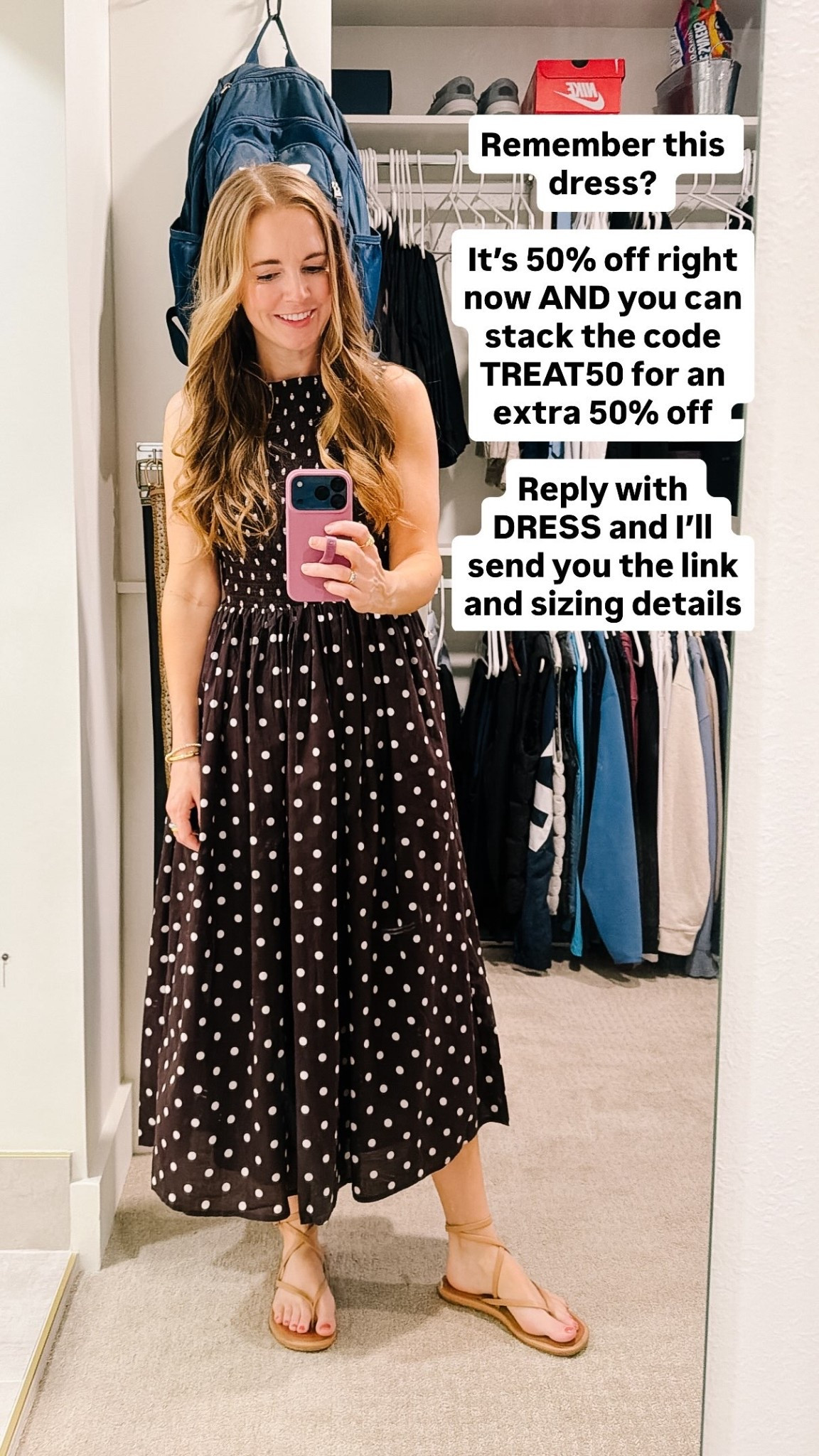 Remember this dress? 

It’s 50% off right now AND you can stack the code TREAT50 for an extra 50% off
