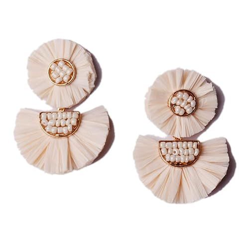 L&N Rainbery Bohemian Handmade Drop Earrings Fashion Beaded Raffia Palm Earrings for Women Tiered... | Amazon (US)