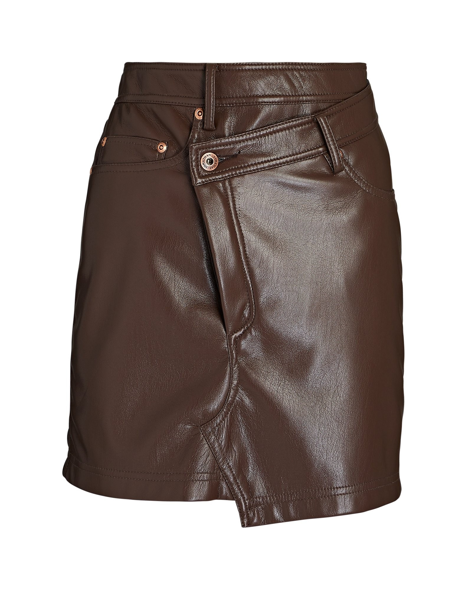 Enzo Vegan Leather Asymmetric Mini Skirt | INTERMIX