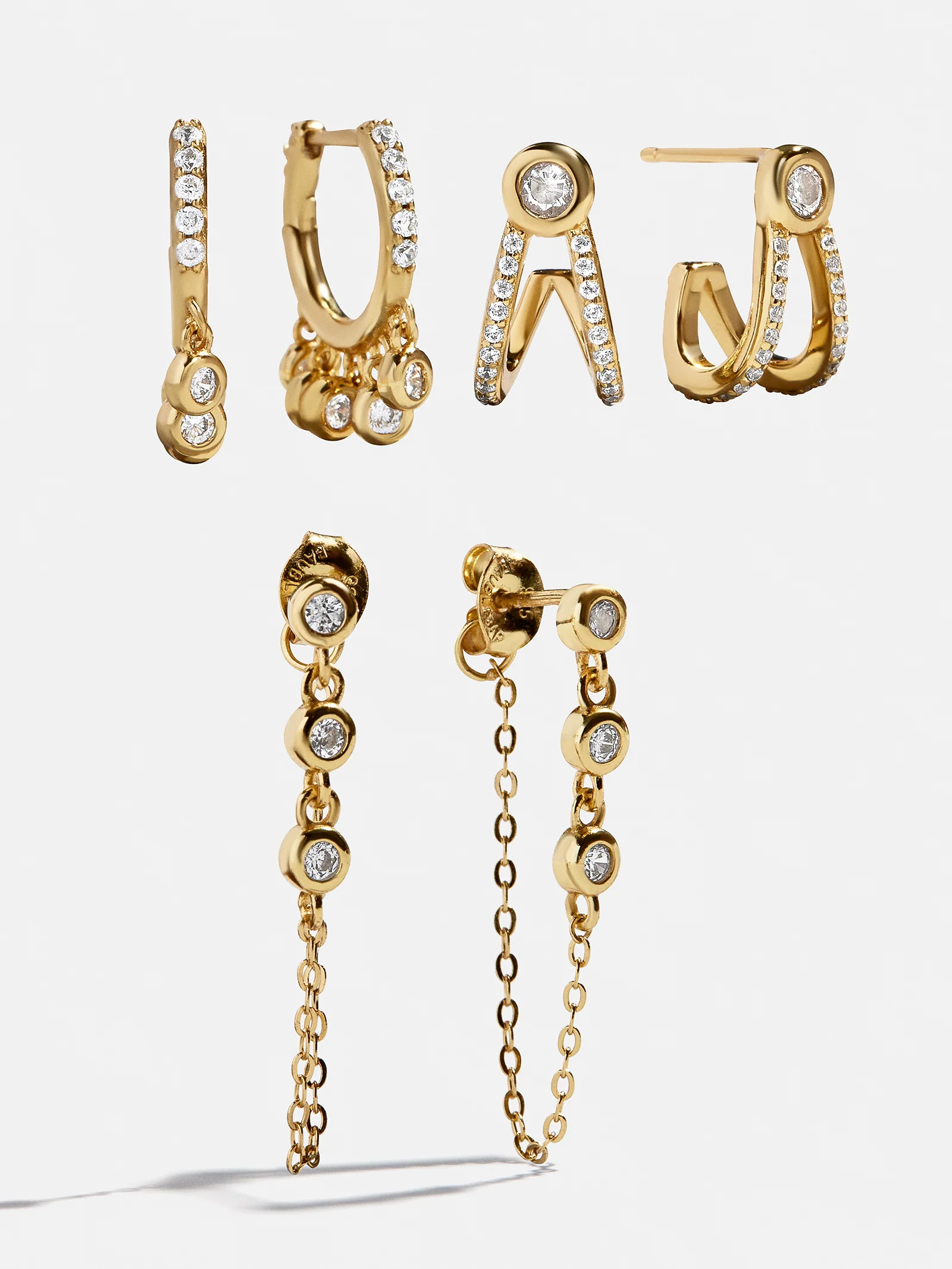 Heidi 18K Gold Earring Set - Gold/Pavé | BaubleBar