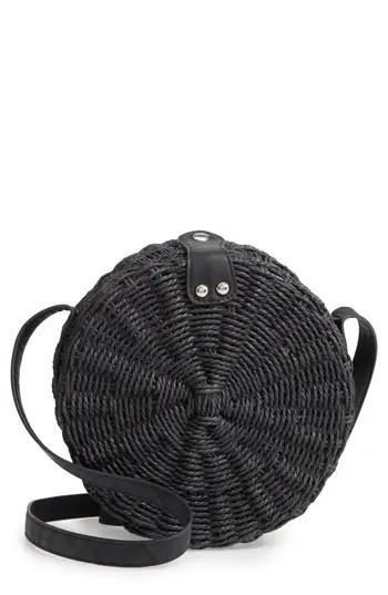Topshop Barbar Straw Crossbody Bag - Black | Nordstrom
