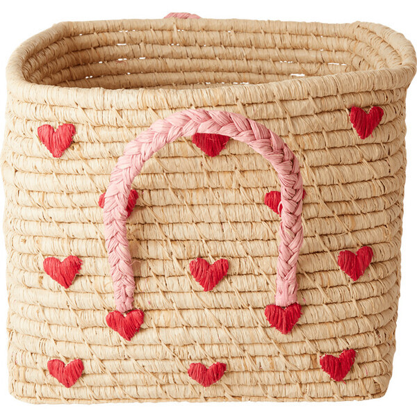 Raffia Square Basket, Hearts | Maisonette
