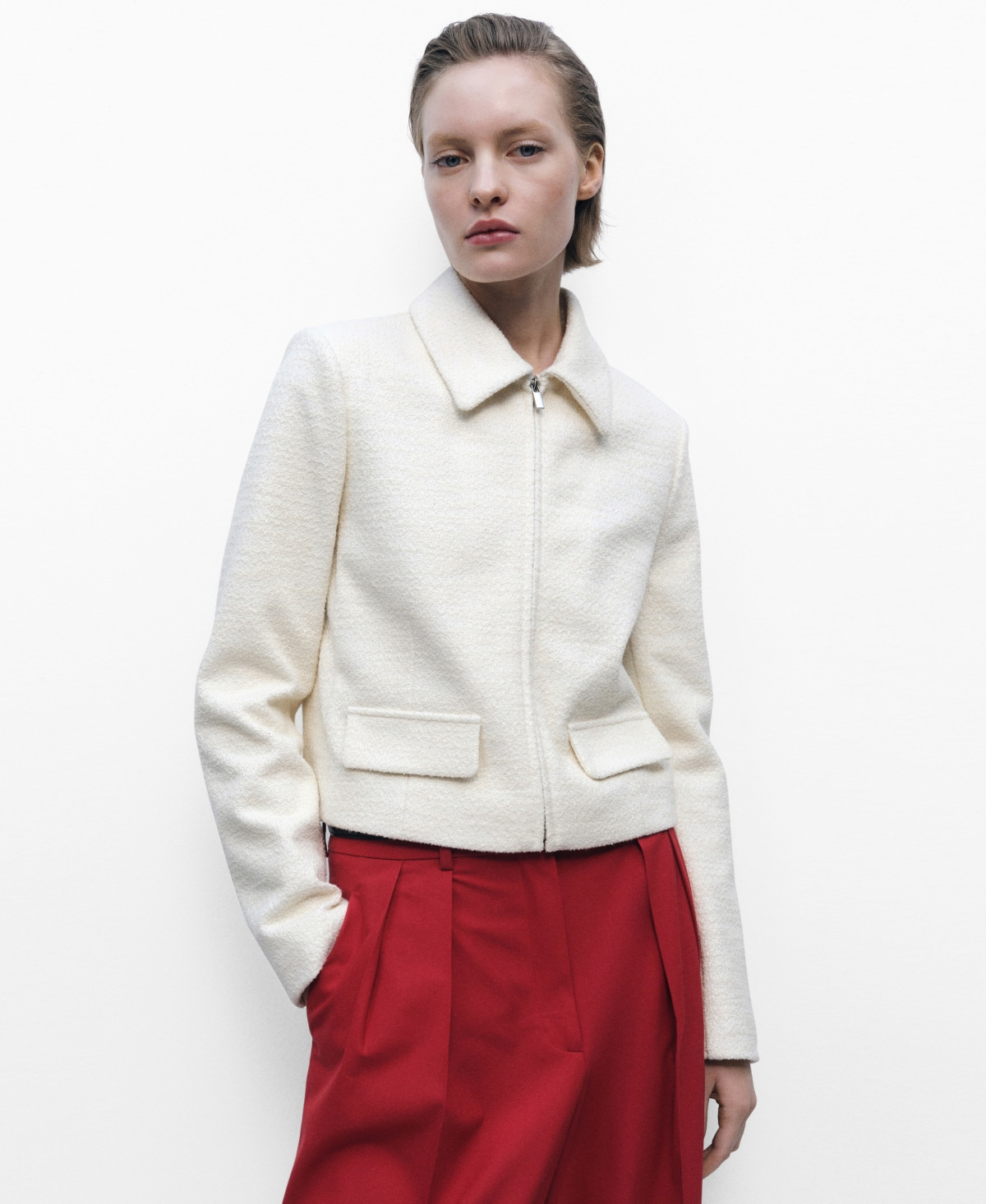 Mango Women's Lapel Cotton Blend Jacket - Ecru | Macy's