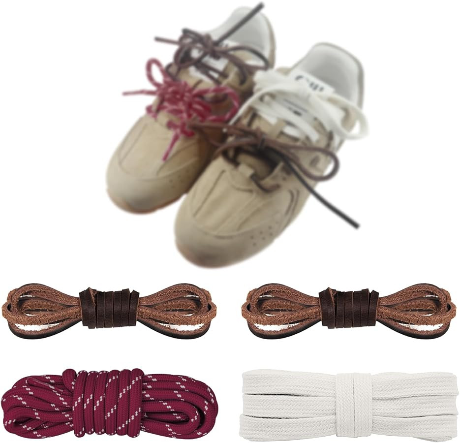 Mixed Color Round Shoe Laces for Sneaker, Flat Leather Shoelaces Replacement Laces kit | Amazon (US)