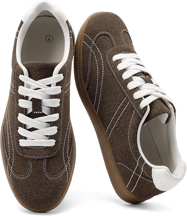 COOLLULU Women Retro Sneakers for Women Lightweight Lace-Up Shoes Suede Fashion Sneakers with Mem... | Amazon (US)