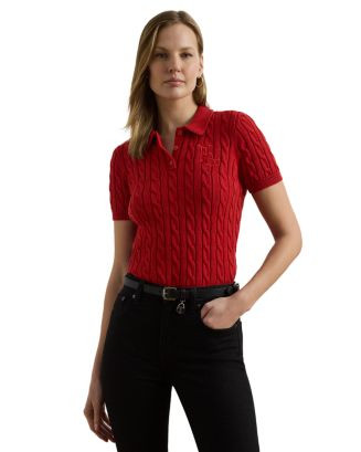 Ralph Lauren Cable Knit Cotton Polo Sweater  | Bloomingdale's Women | Bloomingdale's (US)
