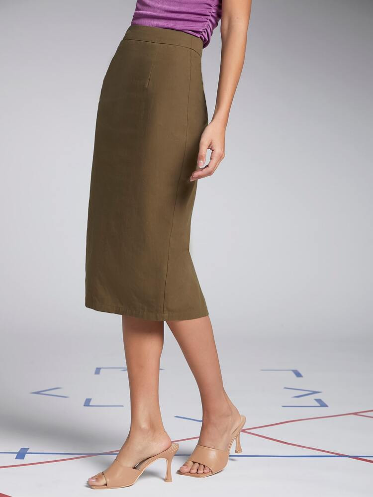 SHEIN Split Back Solid Pencil Skirt | SHEIN