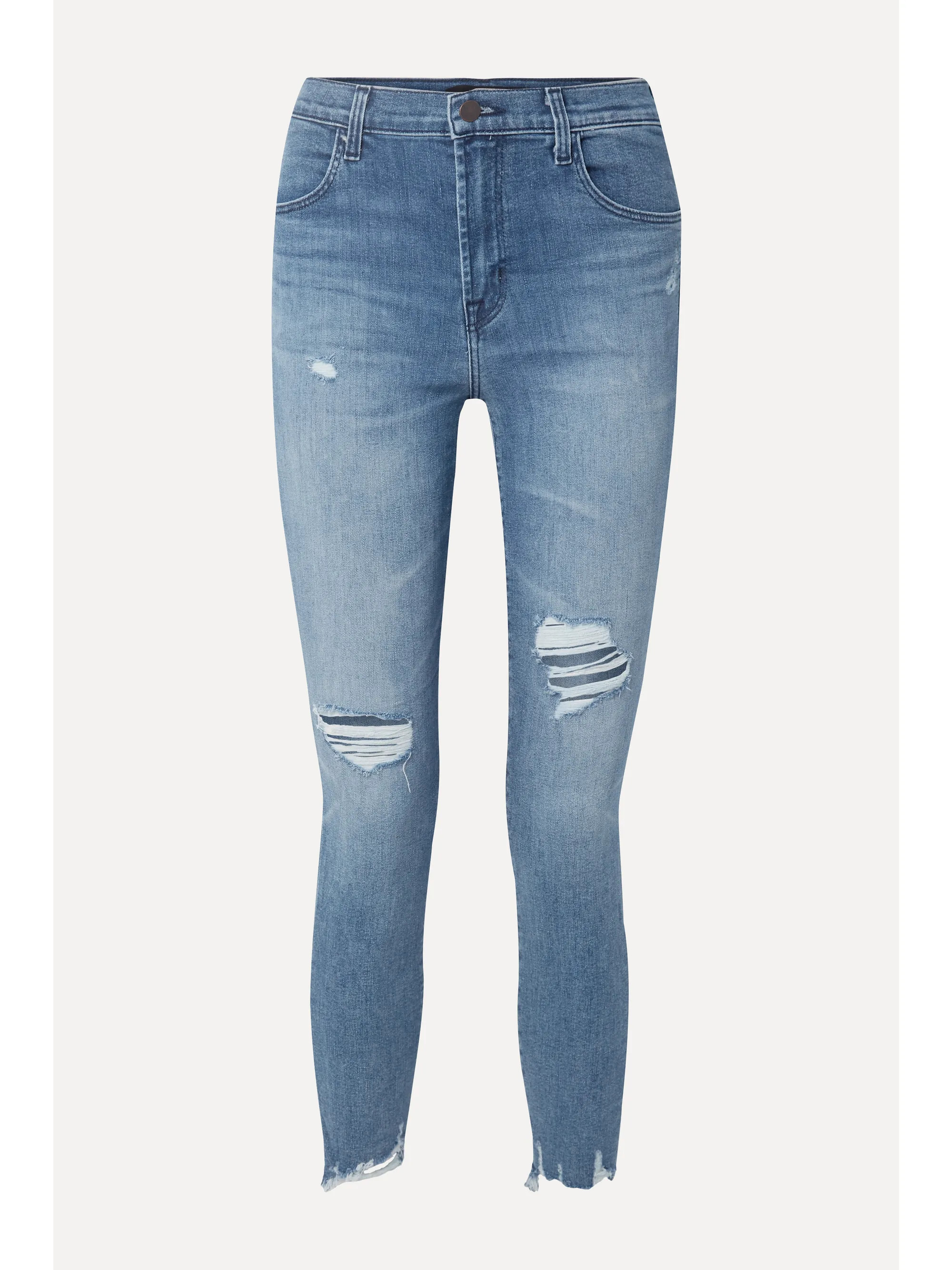Mid denim Alana cropped distressed high-rise skinny jeans | J Brand | NET-A-PORTER | NET-A-PORTER (UK & EU)