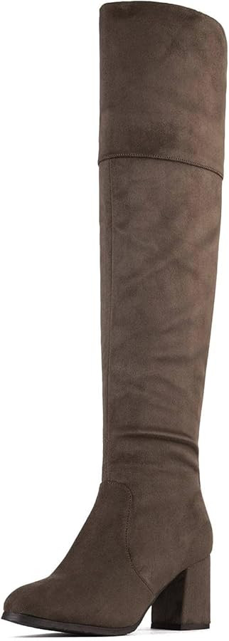 DREAM PAIRS Women's Thigh High Block Heel Over The Knee Boots | Amazon (US)
