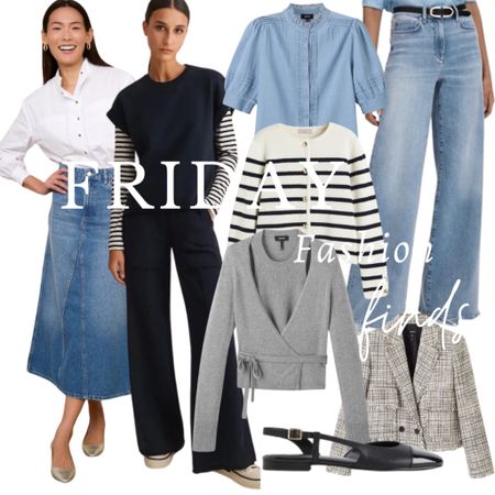 This weeks Friday finds 

Denim skirt, striped cardigan, wide leg jeans, tweed jacket, Chanel like slingbacks 

#LTKeurope #LTKSeasonal