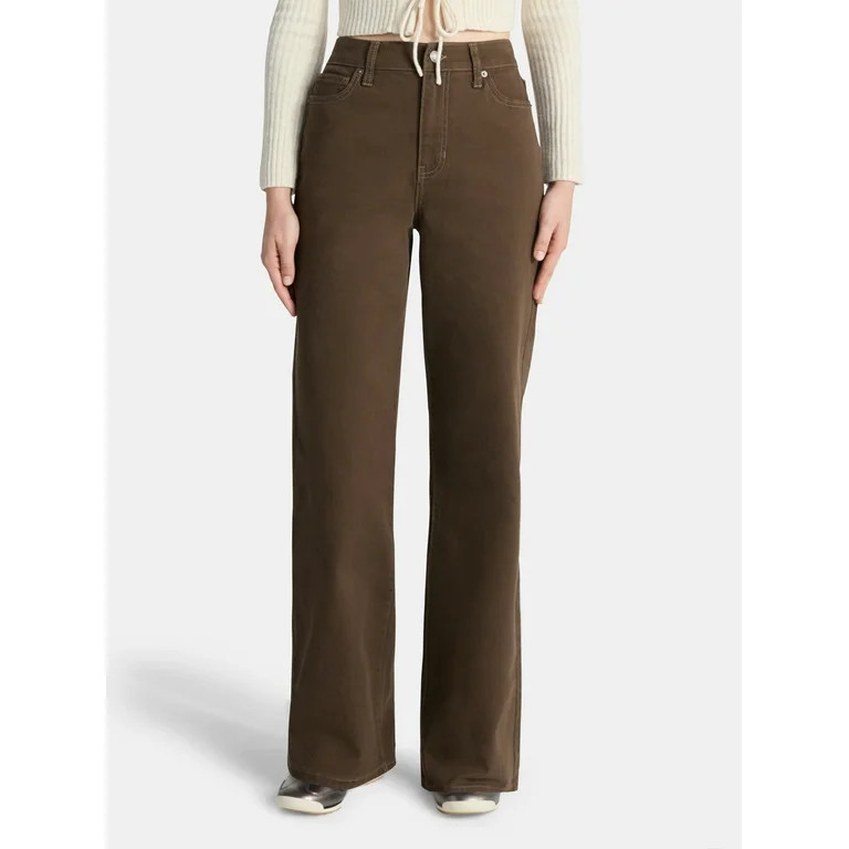 No Boundaries High Rise Baggy Wide Leg Jeans, 32'' Inseam, Women’s and Women's Plus - Walmart.c... | Walmart (US)