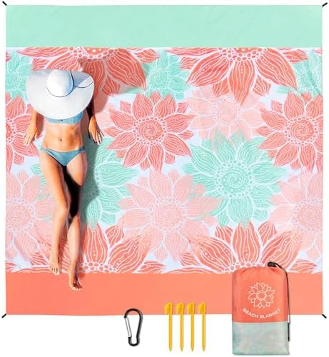 Beach Blanket Waterproof Sandproof Extra Large Beach Mat 79" X 83"/120"x108"for 1-8 Adults Quick ... | Amazon (US)