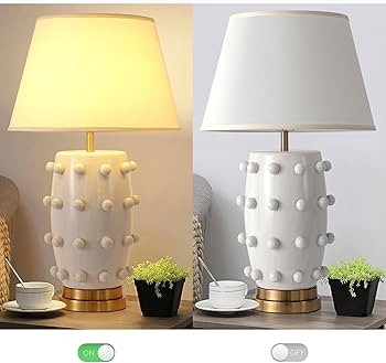 Modern Ceramic Linden Table Lamp - 30" White Ball Farmhouse Design, Classic Nightstand Large Lind... | Amazon (US)