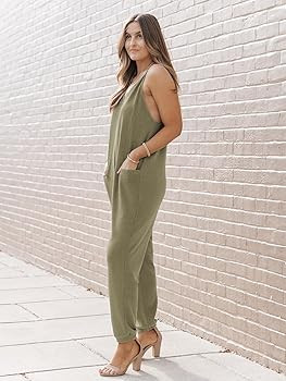 AUTOMET Jumpsuits for Women Casual Summer Rompers Wide Leg Loose Spaghetti Strap Baggy Overalls J... | Amazon (US)
