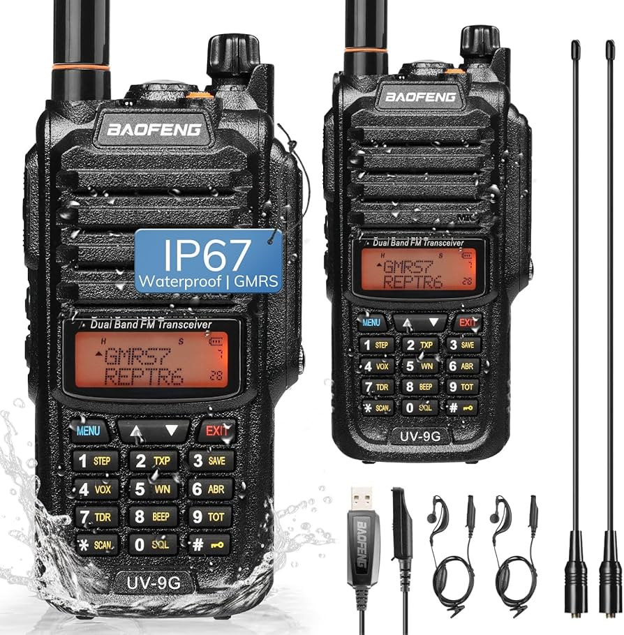 Baofeng UV-9G GMRS Radio (2 Pack), IP67 Waterproof Outdoors Two Way Radios, Long Range Rechargeab... | Amazon (US)