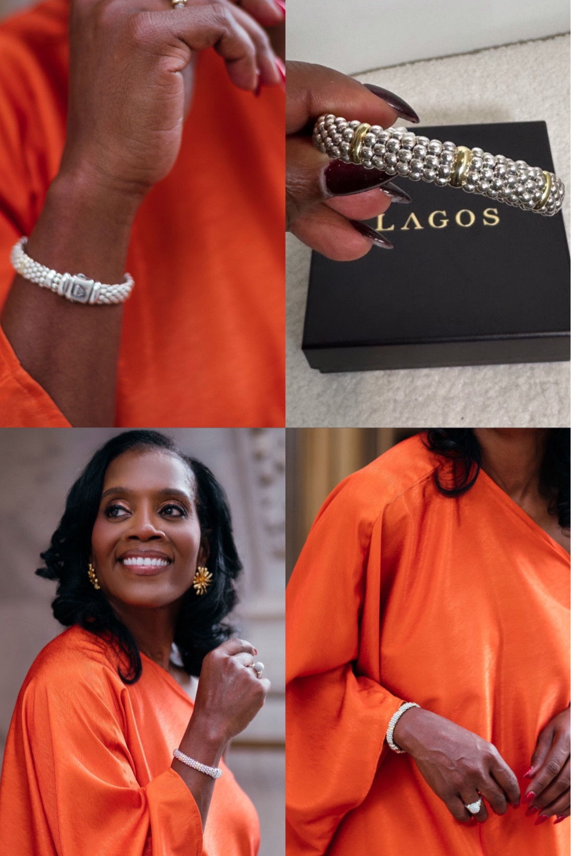 This cute LAGOS Sterling Silver & 18K Gold bracelet is everything! Great to mix with silver and gold. Excellent for laying!