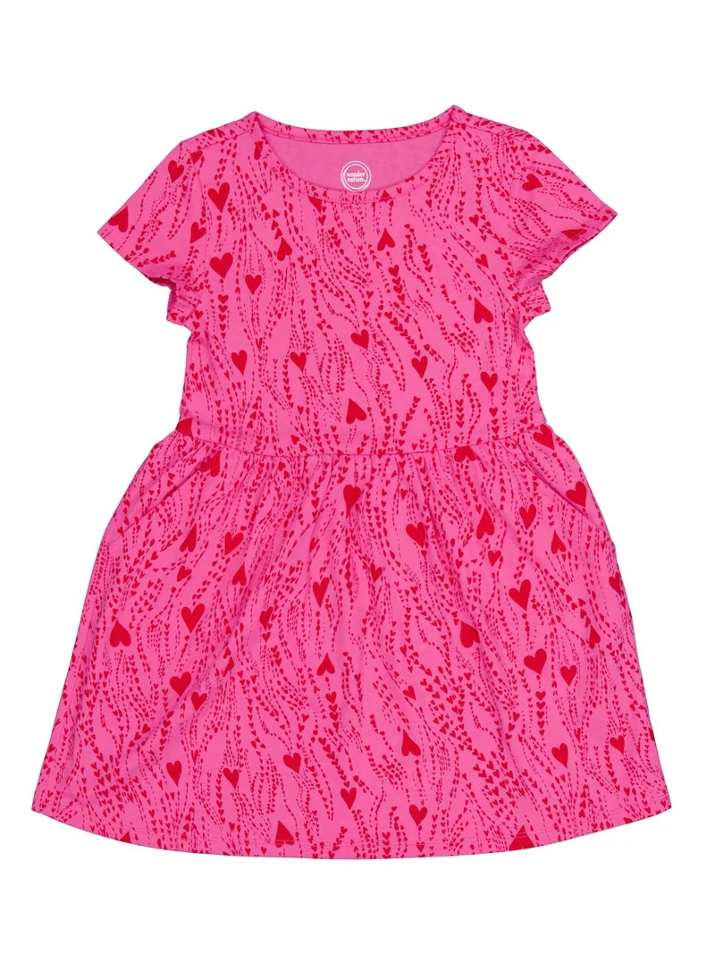 Wonder Nation Girl's Short Sleeve Play Dress, Sizes 4-18 & Plus | Walmart (US)