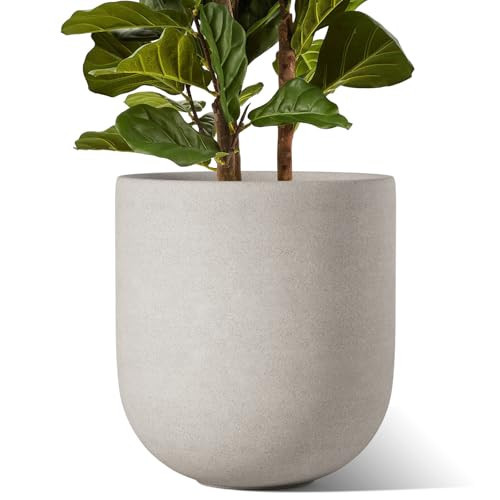 LE TAUCI 12 Inch Pots for Plants, Ceramic Large Planters for Indoor Plants, Indoor Plant Pots for Home Garden Patio Office, Planter Pots with Drainage Hole and Rubber Plug, Neutral Gray | Amazon (US)