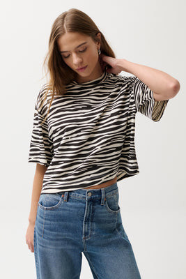 Mae Cropped Tee - Zebra | Pistola Denim
