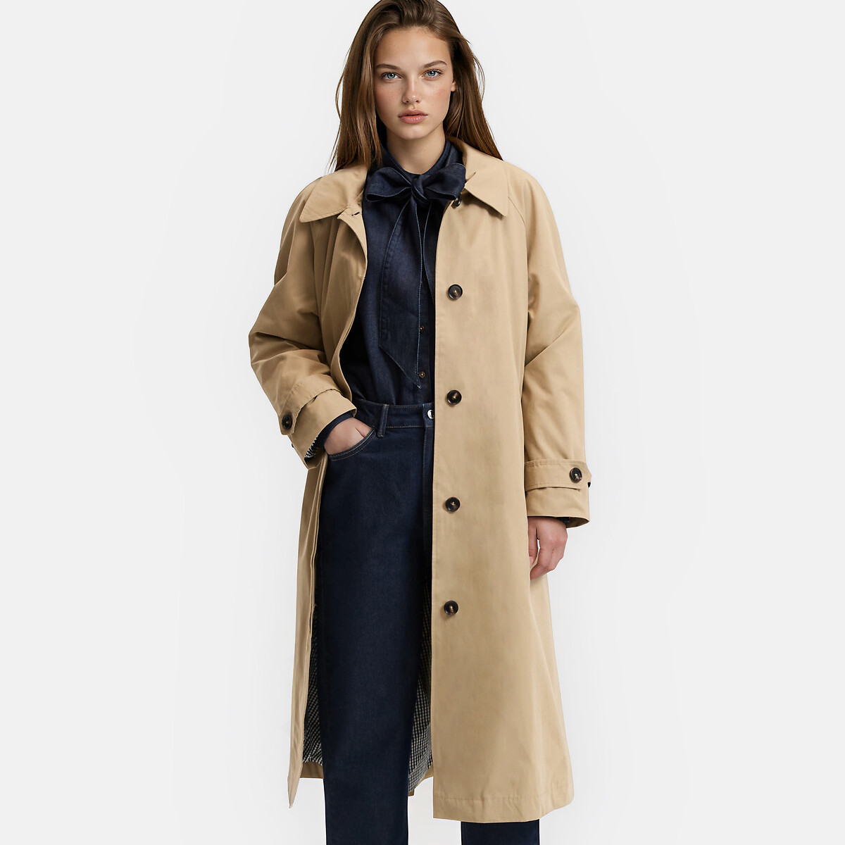Signatures Maurice Long Trench Coat with Button Fastening | La Redoute (UK)