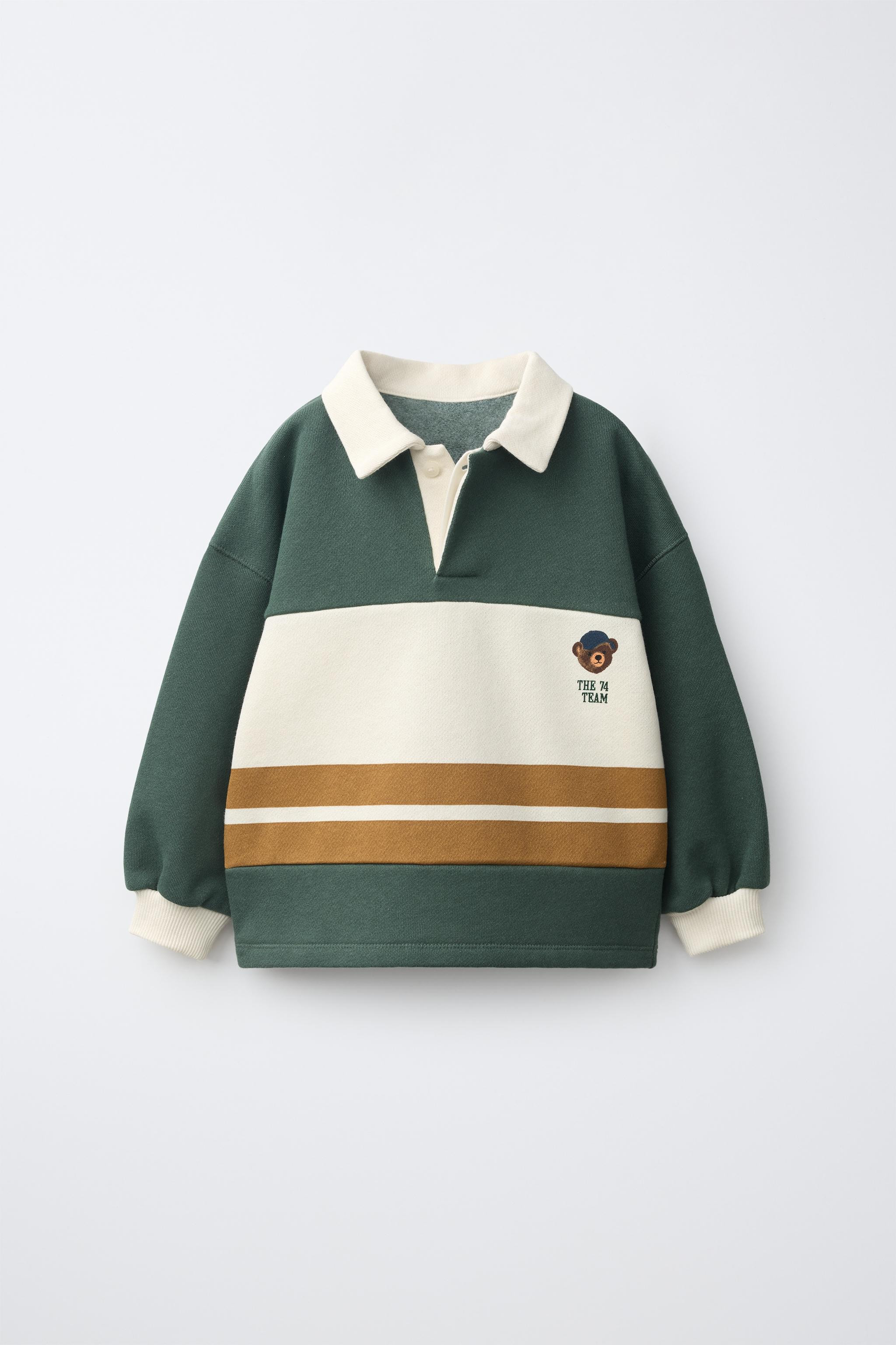 STRIPED BEAR EMBROIDERED POLO | Zara US