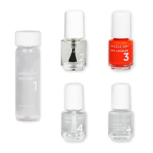 Dazzle Dry Mini Kit 4 Step System - Red Hot Chili, a bright and orangey red. Full coverage cream. (5 Piece Kit / 5 Manicures) | Amazon (US)