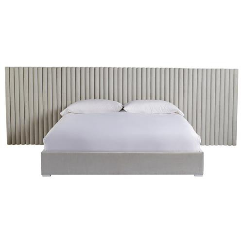 Veena Modern Grey Performance Upholstered White Wood Wall Tufted Panel Bed - King | Kathy Kuo Home