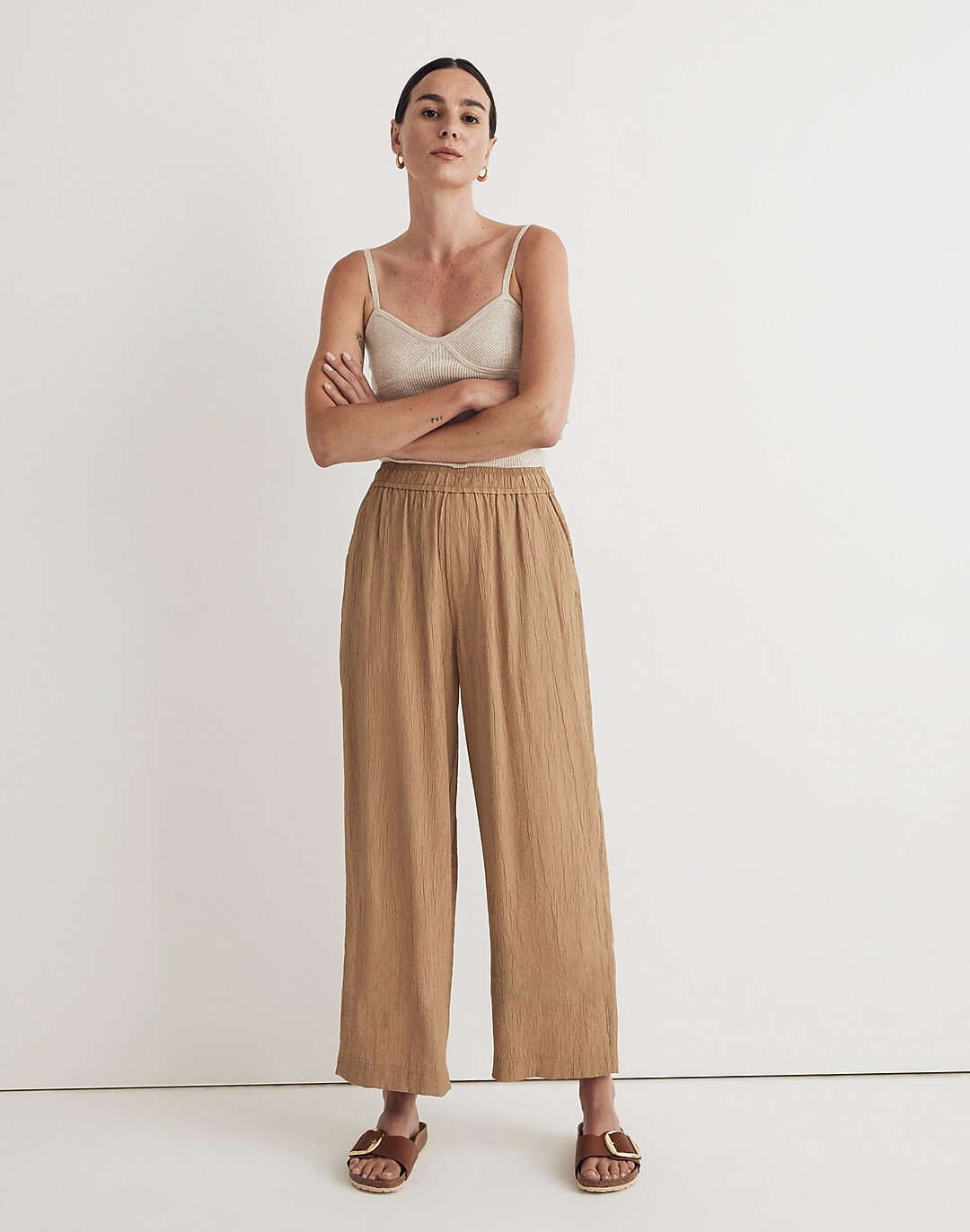 Crinkled Crepe Straight-Leg Crop Pants | Madewell