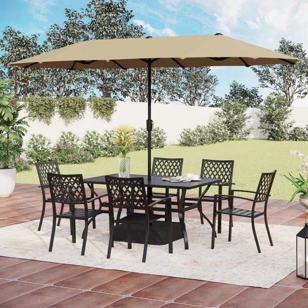 Alyah Rectangular 6 - Person 60" Long Dining Set with Umbrella | Wayfair North America