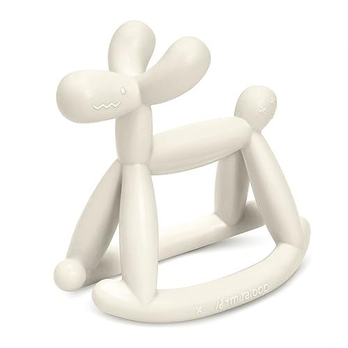 Miraloop Teething Toy for Baby 0-6, 12, 18 Months Infant, Jellydog Never Drop Food Grade Silicone Rocking Teether, Prevent Choking & Odorless, Less Dust and Hair Adhesion, Baby Gift, Milk White | Amazon (US)