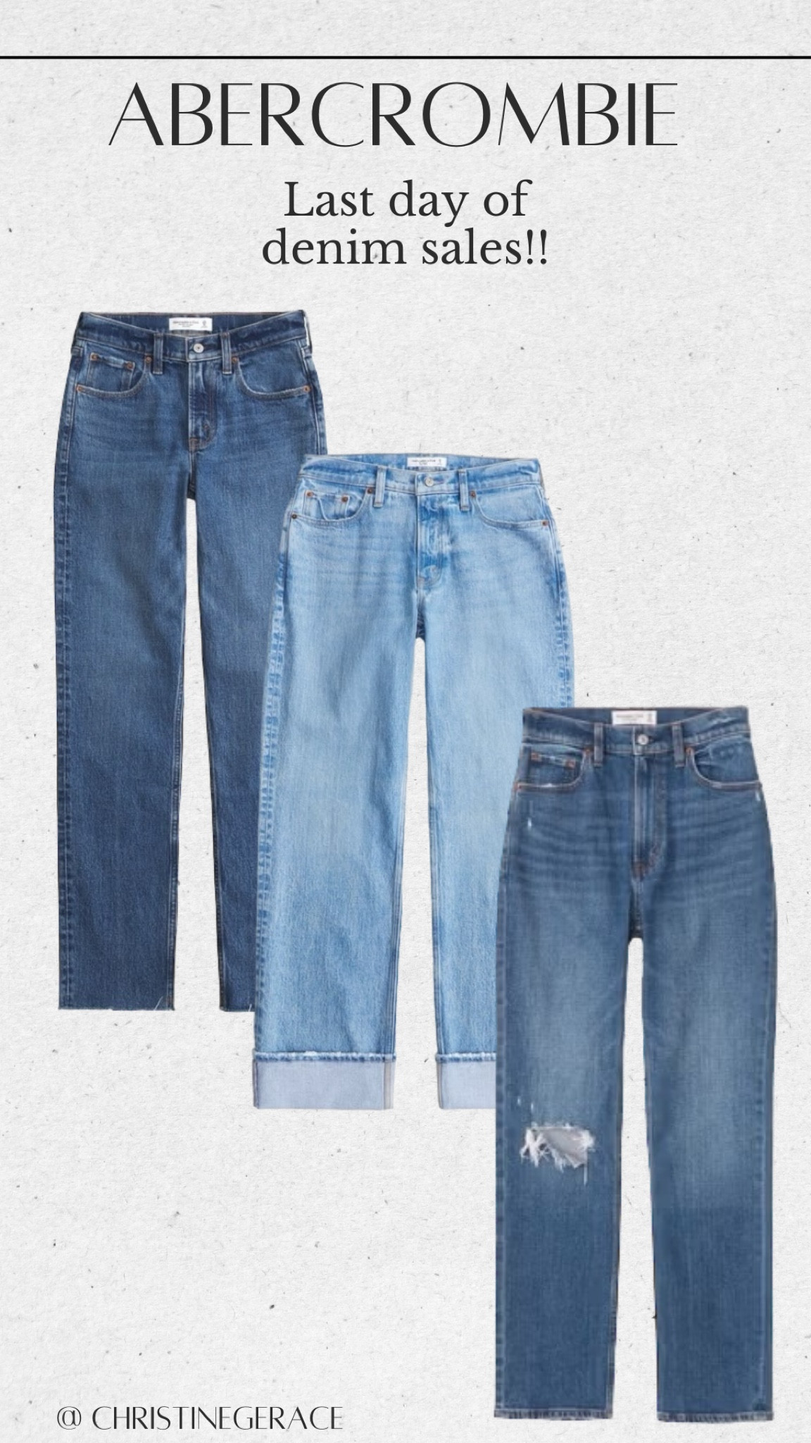 Abercrombie sales finds !! 25% off denim & 15% off everything else , stackable code for an extra 15% off use DENIMAF 🤍🤍  which style is your favorite ?? 


Jeans, denim, Abercrombie sale, style ideas 

#LTKxAF #LTKStyleTip