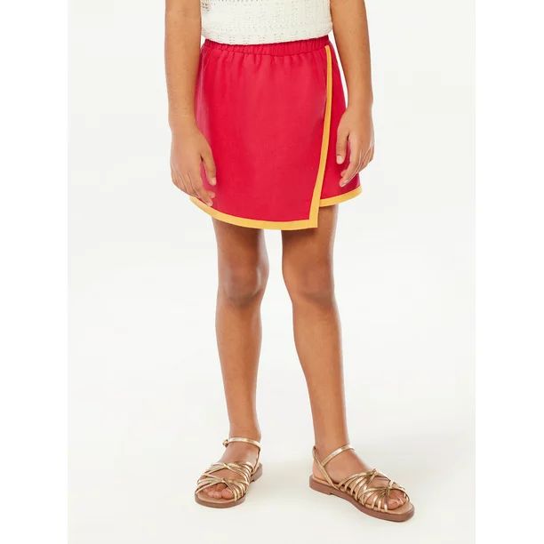 Scoop Girls Wrap Front Linen Blend Skort with Contrast Edge, Sizes 4-16 | Walmart (US)