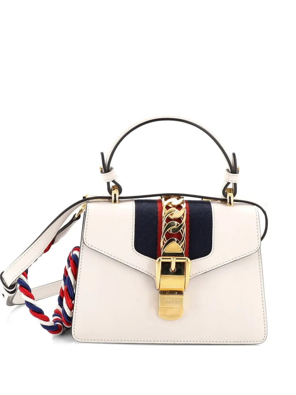 Gucci Pre-Owned Sylvie Top Handle Bag Leather Mini satchel - White | Farfetch Global