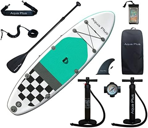 Aqua Plus 6inches Thick Inflatable SUP for All Skill Levels Stand Up Paddle Board,Paddle,Double A... | Amazon (US)