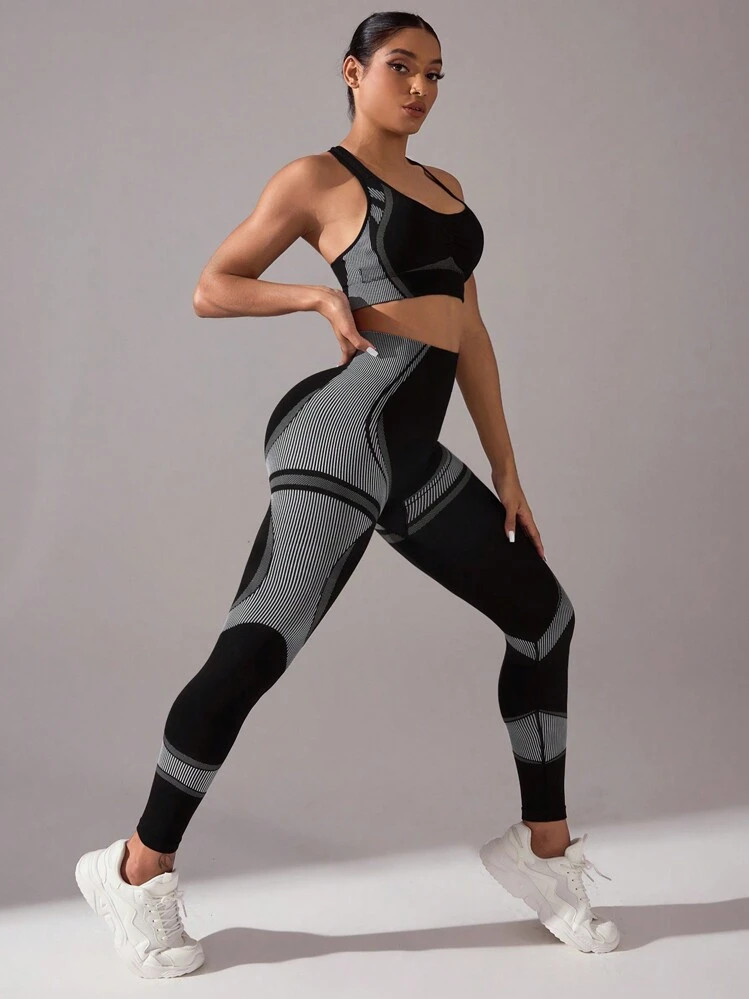 Easithlete Women's Simple Backless Summer Sports Vest And Leggings Workout Women Set Women Workout Set Women Leggings Set | SHEIN