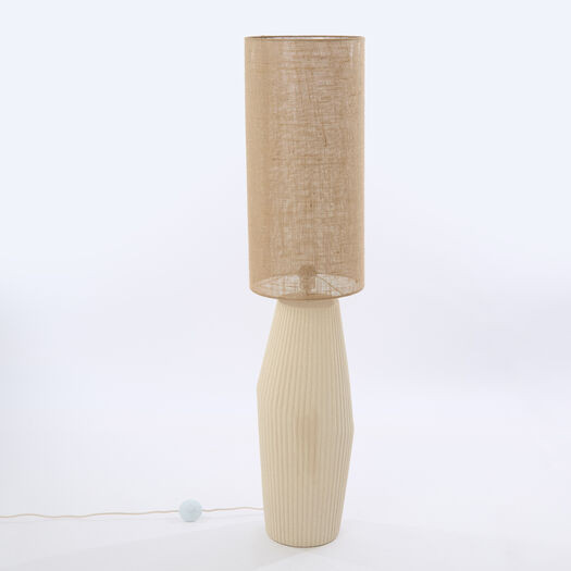 Natural Ribbed Base Floor Lamp 141x32cm | TK Maxx