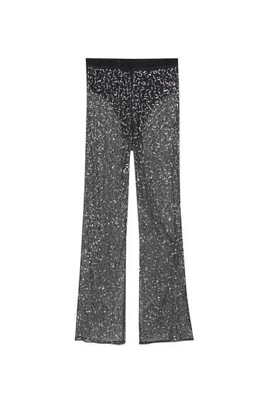 SHEER FLOWING SEQUINNED TROUSERS | PULL and BEAR UK