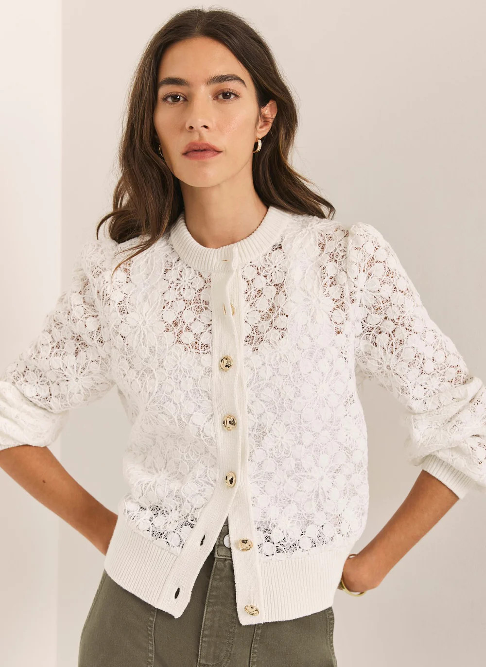 Cream Lace Cotton Blend Jacket | Mint Velvet