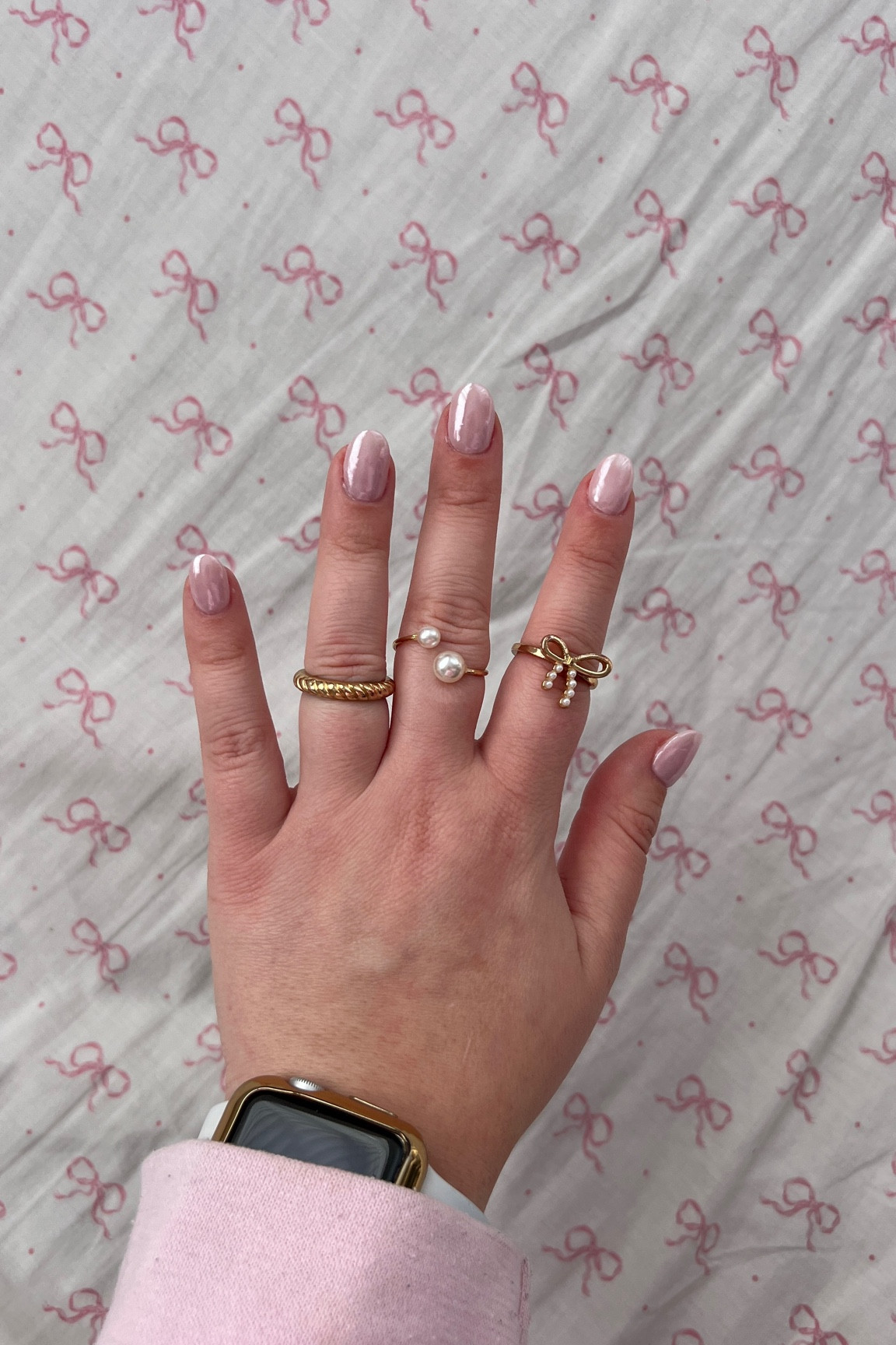 Pink chrome nails and rings🎀 

#LTKSeasonal #LTKStyleTip #LTKGiftGuide
