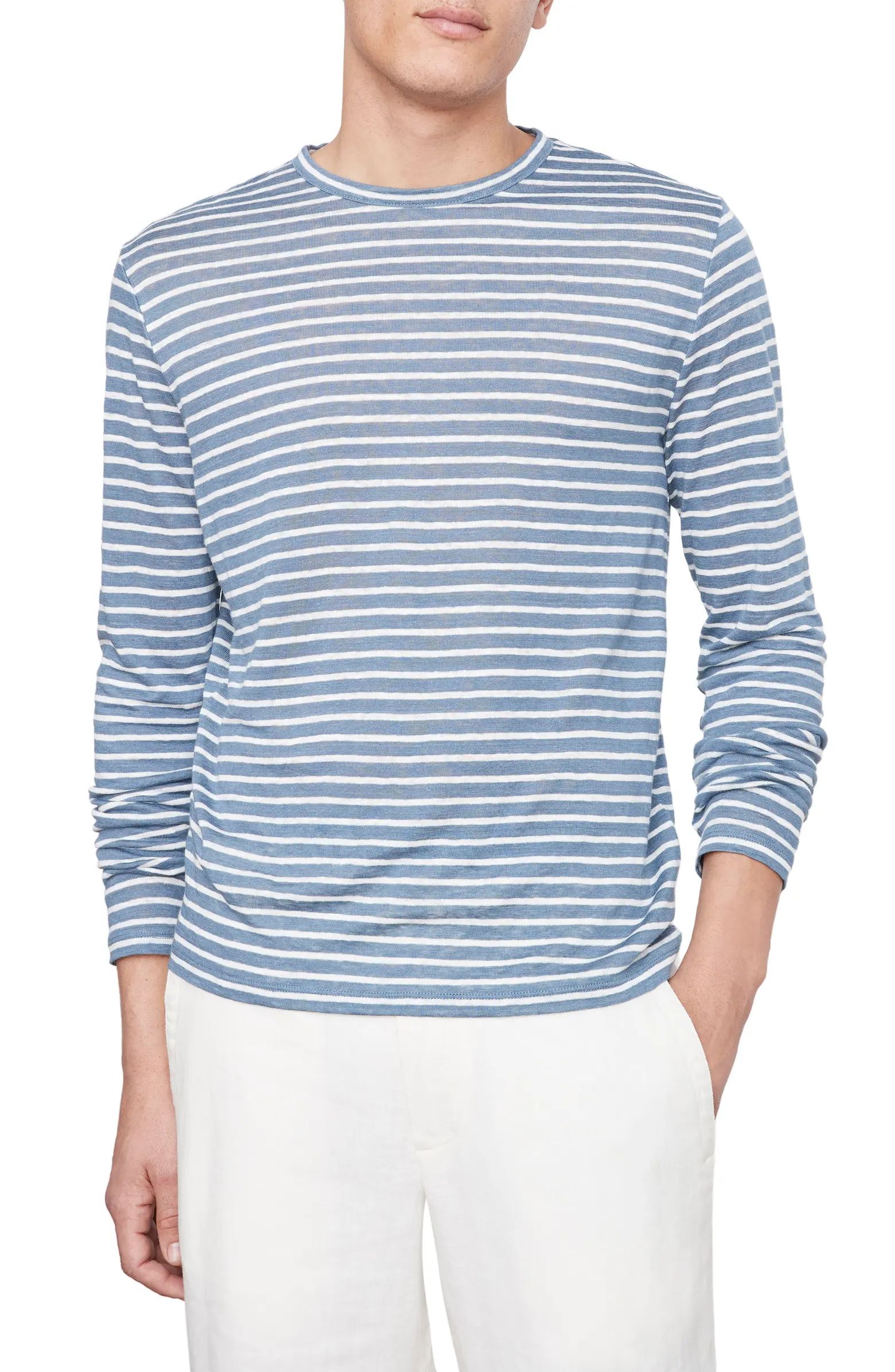 Stripe Raglan Sleeve Linen T-Shirt | Nordstrom