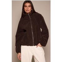 Dark Brown Faux Suede Bomber Jacket | PrettyLittleThing UK