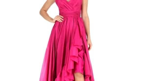 Taffeta Hi-Low Ruffle Gown | Mac Duggal